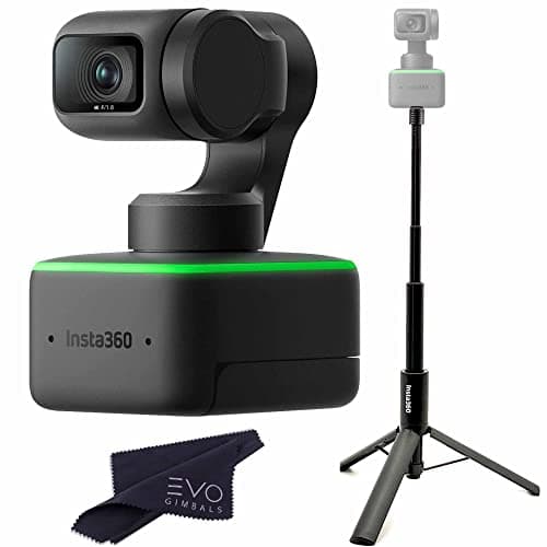 Insta360 Link - PTZ 4K Webcam with 1/2" Sensor, AI Tracking, Gesture Control, HDR, Noise-Canceling Microphones, Webcam for Laptop, Video Camera for Video Calls, Live Streaming(w/Selfie and lens cloth)