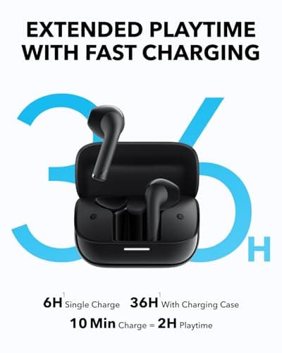 Soundcore K20i by Anker, Semi-in-Ear Earbuds, Bluetooth Wireless, 36H Playtime, Fast Charge, Clear Sound, Comfortable Fit, ENC 2-Mic Clear Calls, Custom EQ, IPX5, Bluetooth 5.3, App Control 5