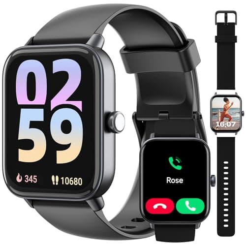 WMK Smart Watch for Women Men Android & iPhone Compatible, Fitness Watch Bluetooth Call & Receive Text, 1.8" Smartwatch with Alexa/Heart Rate/SpO2/Sleep Monitor/Calorie Step Tracker, 7-Day Battery