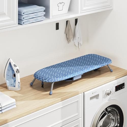 APEXCHASER Ironing Board Small with Iron Holder, Tabletop Small Iron Board with 2 Heat Resistant Ironing Covers, Portable Tabletop Ironing Board with Non-Slip Feet for Home Travel Use 7