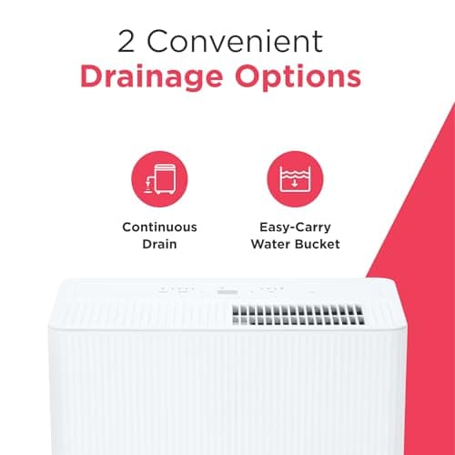 Frigidaire 22-Pint Portable Dehumidifier with Energy Star Certification for Small/Medium Rooms, Bedrooms & Bathrooms, Custom Humidity Control, Auto Shut Off, White 9