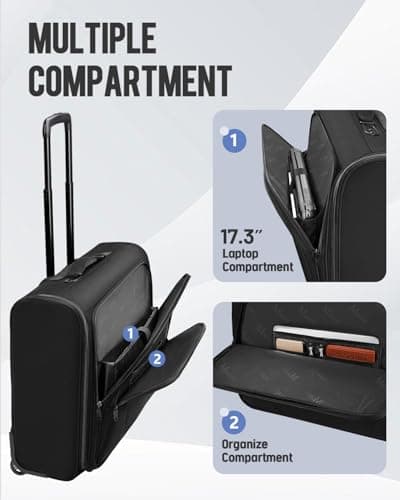 MATEIN Rolling Garment Bag with 2 Packing Cubes, Large Check-in Travel Garment Bags with 17.3 Inch Laptop Compartment, Wrinkle Free Wheeled Business Softside Suitcase Luggage for Men and Women, Black 6