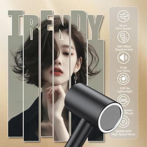 110V Hotel Wall Mounted Hair Dryer for Bathroom（with Night Light） Professional Styling HairDryer for Salon【Blue Light Negative Ions】 Fast Drying Restroom Blow Dryer，Matte Texture - Pearly White 7