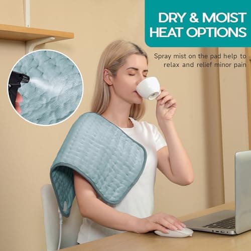 Heating Pad for Period Cramps, Heating Pad for Back/Neck/Shoulder Muscle Pain, 6 Heating&4 Timer Setting, Auto Shut Off, Dry/Moist Heat & Machine Washable, Gray Birthday Christmas Gifts for Women Mom 5