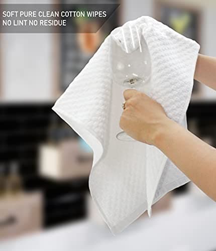 COTTON CRAFT Euro Café Set of 12 Waffle Weave Pure Cotton Super Absorbent Multipurpose Kitchen Towels, Dishcloths, Tea Towels White 5