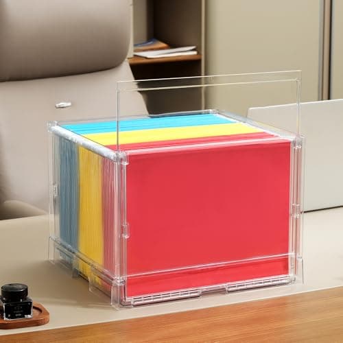 UMAIL File Box,Hanging File Organizer,Portable Storage Bins with Lids,Letter-size File Holder File Cabinet for Office/Home/Decor No Folders(1pack 8