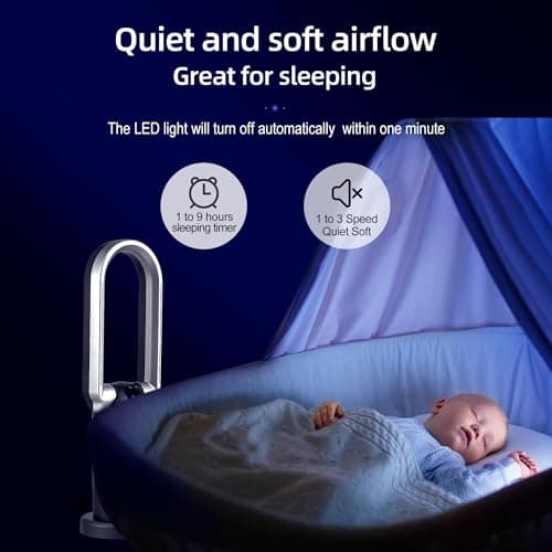 Ocean Loong 1500W Bladeless Tower Fan & Space Heater Combo for Home with Remote Control Timer Oscillation Tip-Over Switch and Adjustable Thermostat, 29” (Grey) 8