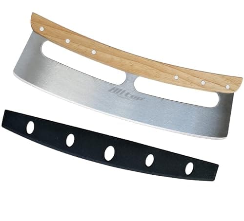 ALLTOP Pizza Cutter Rocker - High Performance Stainless Steel Slicer Blade with One-Piece Wooden Handle - Efficient and Durable Pizza Accessory - Perfect Kitchen Tool for Home Cooking and Restaurant