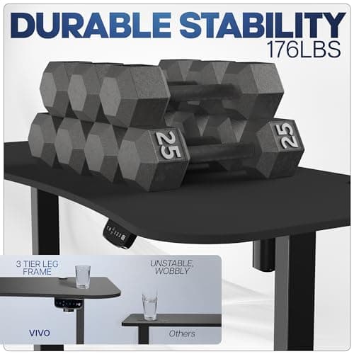 VIVO Electric 63 x 32 in Standing Desk, Touch Screen Adjustment, 220 lb Frame Support, 2E Series, Black Top Black Frame, DESK-KIT-2E1B 5