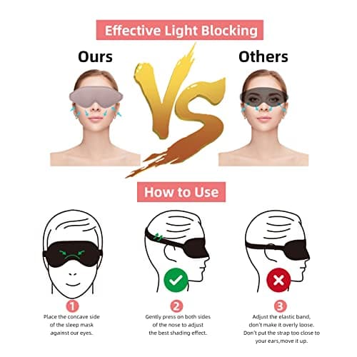 3D Contoured Sleep Mask for Women Men,Effective Light Blocking Eye Mask Sleeping Soft Night Blindfold with Adjustable Strap(Pink) 5