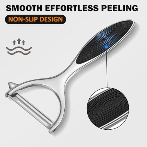 TACGEA Vegetable Peeler for Kitchen, Potato Peelers for Fruit Straight Blade, Durable Non-Slip Handle, Set of 2 5