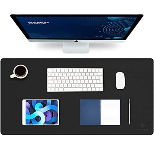 K KNODEL Large Office Leather Desk Mat, Mouse and Keyboard Pad, Computer and Laptop Mat, Desktop Protector and Cover, Writing Pad and Blotter (31.5"x15.7", Black)