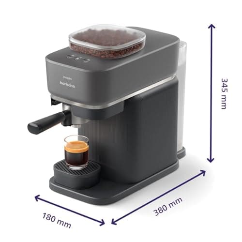 Philips Baristina Espresso Machine+Milk Frother Bundle. Real espresso. Compact coffee machine, portafilter, grinder, Cafe Crema. Dairy & Non-Dairy Milk foam​. Hot & Cold. Easy Clean. Black (BAR303/60) 7