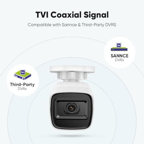 SANNCE 2MP Security Camera 1080P TVI High Clarity Bullet Camera Up to 100ft Night Vision with IR LEDs IP67 Waterproof Indoor/Outdoor Surveillance Camera 7
