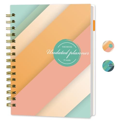 Weekly Planner Undated - Weekly To Do List with Habit Tracker, 53-Week, 8.4" x 6", A5 Monthly Weekly Daily Planner for Work, School & Office, Spiral Binding, Start Anytime - Pink & Green