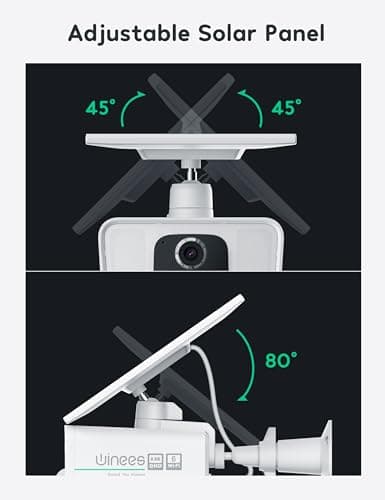 winees 5MP Wireless Security Camera Solar Outdoor, Continuous Powered, 2.4/5GHz Wi-Fi6 Camera with 800lm Spotlight, Motion Detection, Siren, SD Card/Cloud Storage, 2-Way Talk, Compatible with Alexa 8