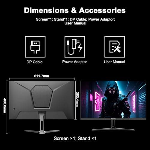 SANSUI 27 Inch WQHD 2560 x 1440 IPS Gaming Monitor, 200Hz 180Hz 1ms Computer Monitor, DP 1.2 x2 | HDMI 2.0 x2 | VESA Mount, 120% sRGB HDR Eye Care Metal Stand (DP Cable Included) 9