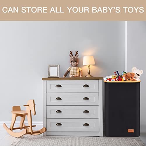 120L Laundry Hamper with Lid - Tall Laundry Basket with Removable Laundry Bag, Bamboo Handles, Collapsible, Sturdy, Clothes Hamper for Bedroom, Bathroom, Dorm, Laundry Room, Black 5