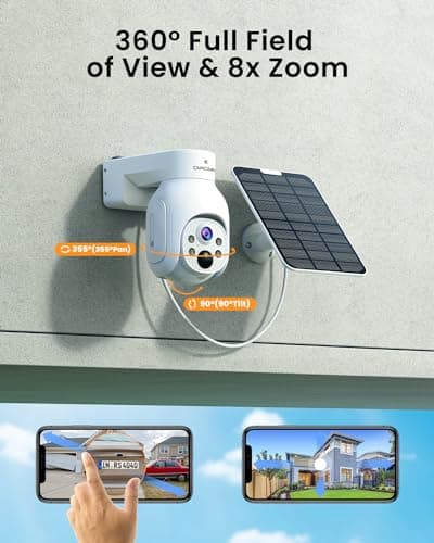 Solar Security Cameras Wireless Outdoor,2K Solar Cameras for Home Security, Wireless Security Camera System with 360° Pan & Tilt, Color Night Vision, 500GB HDD NVR, No Subscription, 2.4G & 5G WiFi 8