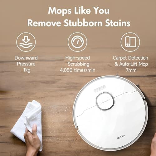 Mova S20 Ultra Robot Vacuum and Mop Combo with Dual Roller Brush, 8300Pa Suction, 140℉ Hot Water Mop Self-Washing & Drying, Mop Auto-Lift for Carpet, Self-Empty, Self-Refilling, Voice & App Control 5