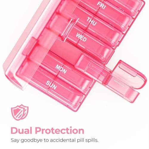 AUVON XL Weekly Pill Organizer 2 Times a Day, AM PM Pill Case with One-Side Large Opening for Easy to Use, Pill Box 7 Day Travel Medication Organizer for Medications, Vitamins, Fish Oils, Supplements 8