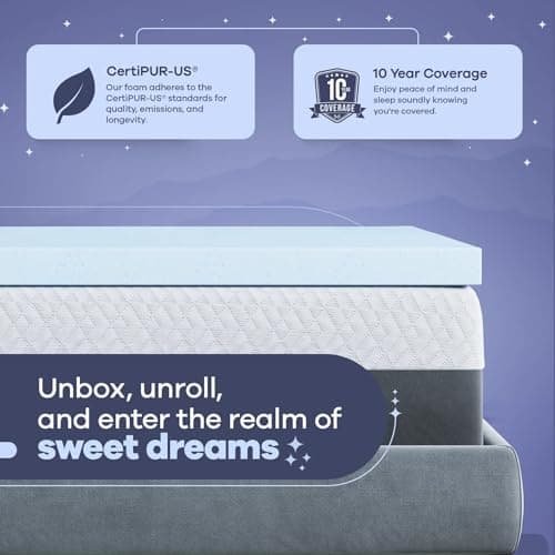 Celestial Sleep Memory Foam Mattress Topper, Cool Gel Infused, CertiPUR-US, 3 inch Medium Soft - Twin 6