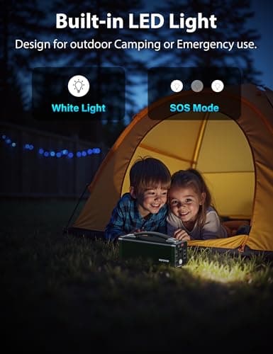 YKPOWER Portable Power Station 150W, 133.2 Wh/36000mAh Fast Charging, Rechargeable Generator with 5 Outputs, AC Outlets Power Bank with LED Light for Backup Home Outdoor Emergency Travel Camping RV 7