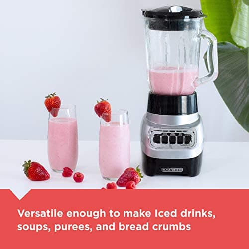 BLACK+DECKER PowerCrush Multi-Function Blender with 6-Cup Glass Jar, 4 Speed Settings, Silver 5