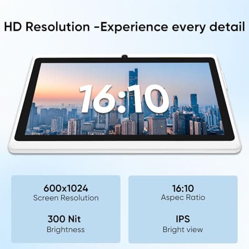 HNVHNV Android Tablet 7 Inch Tablet, E-Reader, 6GB RAM 32GB ROM 1TB Expansion, Quad-core Processor, Dual Camera, WiFi, Bluetooth, Parental Control, Drop-Proof Case 5