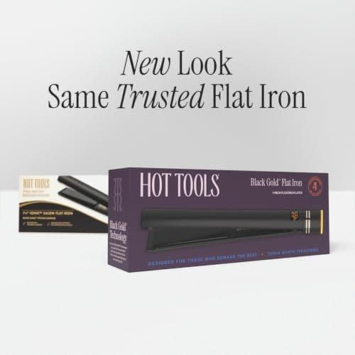 HOT TOOLS Black Gold Ionic 1 1/4 Inch Flat Iron, Use as Straightener for Sleek Straight Hair or Use Rounded Edges for Shiny Curls and Waves, Stylist-Preferred 7
