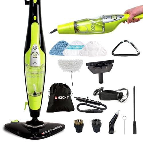H2O HD 5-in-1 DUALBLAST Steam Mop and Handheld Steam Cleaner For Floor Cleaning, Hardwood Floors, Grout Cleaner, Upholstery Cleaner, Tiles and Carpets