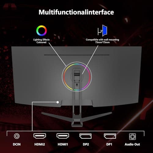 Sealan 34 inch Ultrawide Curved Computer Gaming Monitor 165Hz UWQHD 3440x1440,1500R -PIP,1ms (MPRT),HDR, 300nits, sRGB99%,FreeSync,HDMI2.0(TMDS) x2,DP1.4 x2,Eye Care,Support Wallmount 75x75mm 9