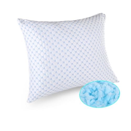 SUQ I OME Cooling Gel Memory Foam Pillows for Sleeping Shredded Memory Foam Pillows Adjustable Cool Pillow for Side Back Stomach Sleepers Luxury Gel Pillows Standard Size
