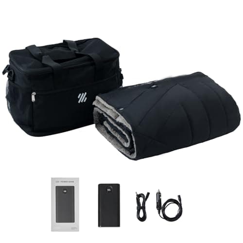 ZonLi Z-Walk Pro 36W Battery Operated Heated Blanket,Portable,Cordless, Rechargeable Heated Blanket with 3 Heating Levels,Includes 20000mAh Power Bank,for Car, Stadium, Outdoors (Black)