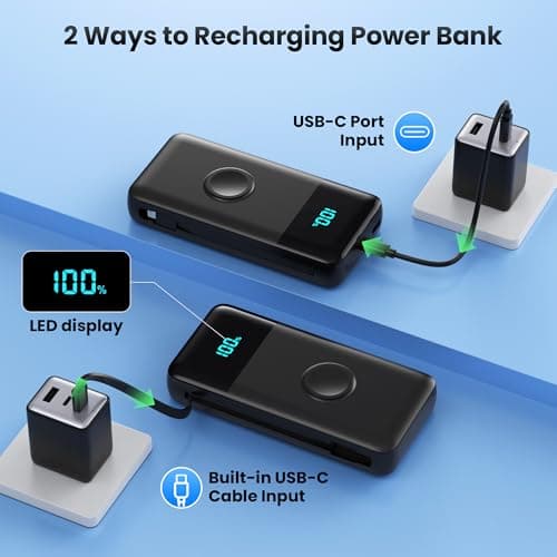 Portable Charger 40800mAh for iPhone with Built-in Cable and iWatch Charger, 25W PD Fast Charging USB C Power Bank,Travel Camping Essentials Battery Pack for iPhone 17/16/15/14/13,Android,Apple Watch 5
