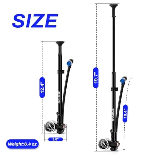 Gylbuz High Pressure Shock Pump: Bike Shock Air Pump with Gauge 400 PSI for Front Fork and Rear Suspension for Mountain Road Bicycle Fits Schrader Valve 7