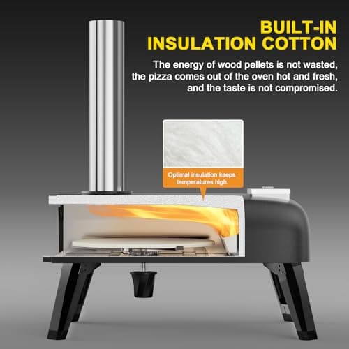 Outdoor Pizza Oven aidpiza 12" Wood Pellet Pizza Ovens With Rotatable Round Pizza Stone Portable Wood Fired with Built-in Thermometer Pizza Stove for Outside Backyard Camping Picnics 8