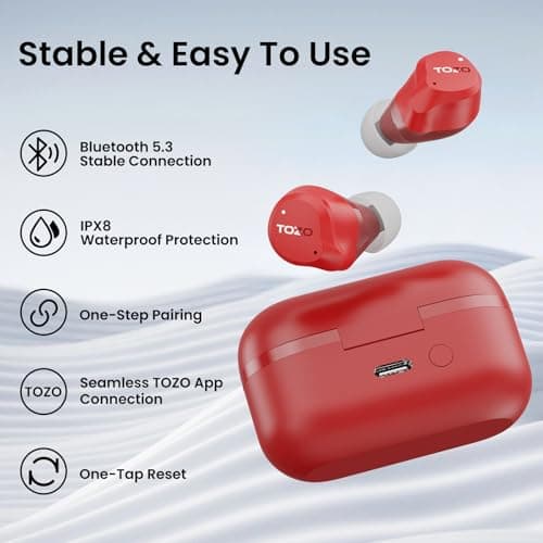 TOZO NC9 Hybrid Active Noise Cancelling Wireless Earbuds, 6 Mics ENC Clear Call, IPX8 Waterproof, in Ear Bluetooth 5.3 Headphones Stereo Bass Ear Buds 60H Playtime with LED Display 32 EQs via APP 9
