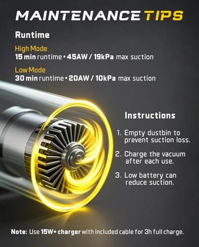 Fanttik Slim V10 APEX Cordless Car Vacuum, 4-in-1 Portable Mini Handheld Vac, 19kPa Suction Power, Upgraded Smart Digital Display, 2 Suction Modes for Small Jobs, Car, Office Desk, Keyboards (Black) 5