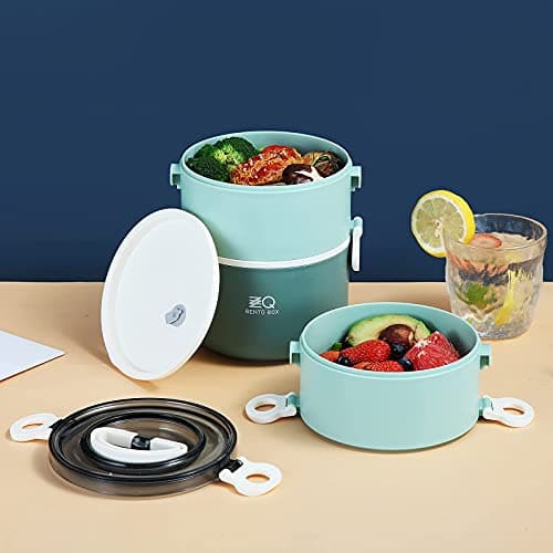 ZZQ Bento Box Adult Lunch Box Set, Leak-Proof, Microwave Safe, Large Capacity Stackable Lunch Containers for Adults, Men, Women, 3 Layers Adult Bento Box with Bag & Spoon for Work, Dining Out 7