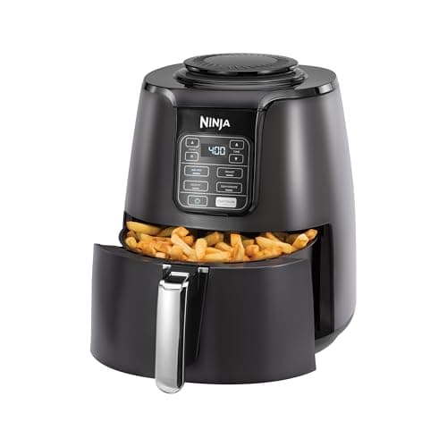 Ninja AF101 Air Fryer, 4 Quart Capacity, 1550 Watts, Air Fry, Roast, Bake, Dehydrate, Reheat, Dishwasher Safe Basket, Digital Controls, Black