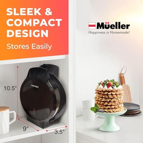 Mueller Heart 5 Waffle Maker, Norwegian Waffle Iron, Adjustable Browning Control & Nonstick, Cool Touch Handle, Easy to Clean, Small Kitchen Appliances 7