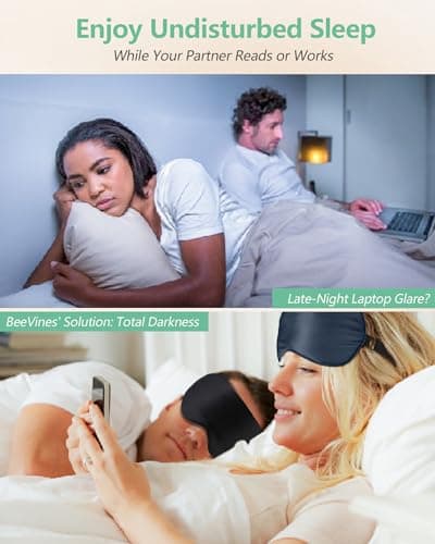 BeeVines 100% Real Mulberry Silk 2 Pack Sleep Mask, Pure Silk Eye Masks with Adjustable Strap for Sleeping, 100% Block Light Eye Sleep Shade Cover, Reduces Puffy Eyes Traveling Gifts(Black & Blue) 6