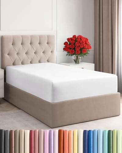 Twin XL Fitted Bed Sheet - Bottom Single Fitted Sheet Only - Ultra-Soft Hotel Luxury Bedding w/ 8-16 Inch Deep Pockets - Breathable, Cooling & Wrinkle Free - Easy-Fit, Fade & Shrink Resistant - White