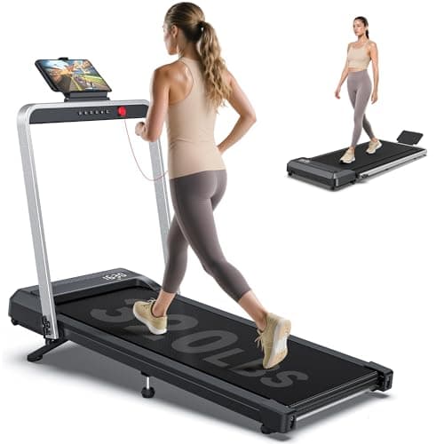 WELLFIT 10% Incline Walking Pad Treadmills for Home, Under Desk Treadmill 320lb Capacity, Voice Controlled Works with KINOMAP Apple Health, Compact for Apartment, Easy to Move Store Upright Place