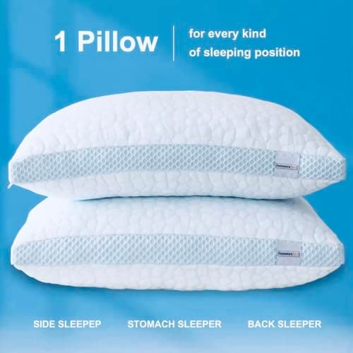 Homeware Guru Luxury Cooling Air Layer Jacquard Fabric Pillows, Shredded Memory Foam Pillows, Both Sides are Designed Cooling Silky Fabric, Queen Size 18"x28", 2-Pack 6
