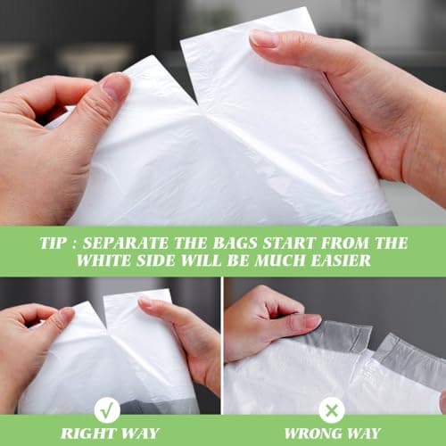 10 Gallon (fit 30-35 Liter) 63 Counts Drawstring Trash Bags By RayPard, Medium Large Kitchen Garbage Bags Trash Can Liners for Home, Office, Light Residential Waste Outdoor Lawn Bags, White 3