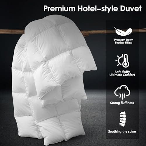 CYMULA Twin Size Feather Down Comforter - All Season White Duvet Insert, Lightweight Box Stitched, Fluffy Breathable, Ultra Soft Quiet Hotel Style with 8 Tabs(68" x 90") 6