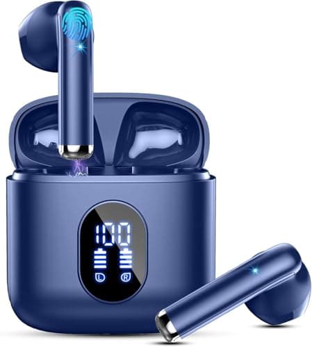 Wireless Earbuds, Bluetooth Headphones V5.4 Stereo Bass Ear Buds with ENC Noise Cancelling Mics,30H Bluetooth Earbuds with LED Display Charging Case, IP7 Waterproof Earphones for Android iOS【Mini】
