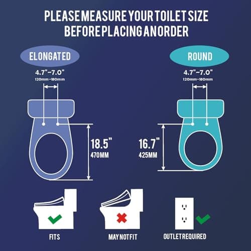 WLJBIDET Toilet Bidet Seat, Instant Warm Water, Self-Cleaning Nozzle, Multiple Spraying Modes, Electric Heated Seat, Warm Air Drying, Soft Closed Lid, Display Screen, Requires Electricity, Round 6